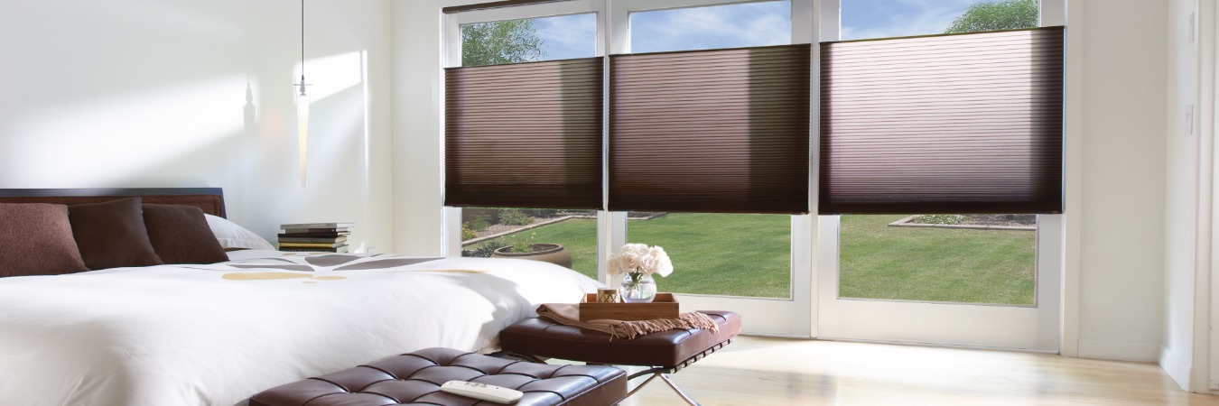 Brown shades in a bedroom