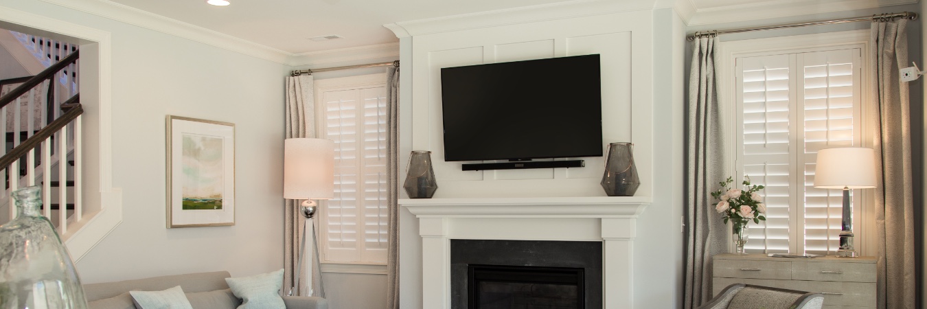 Plantation shutters in a traditional living room