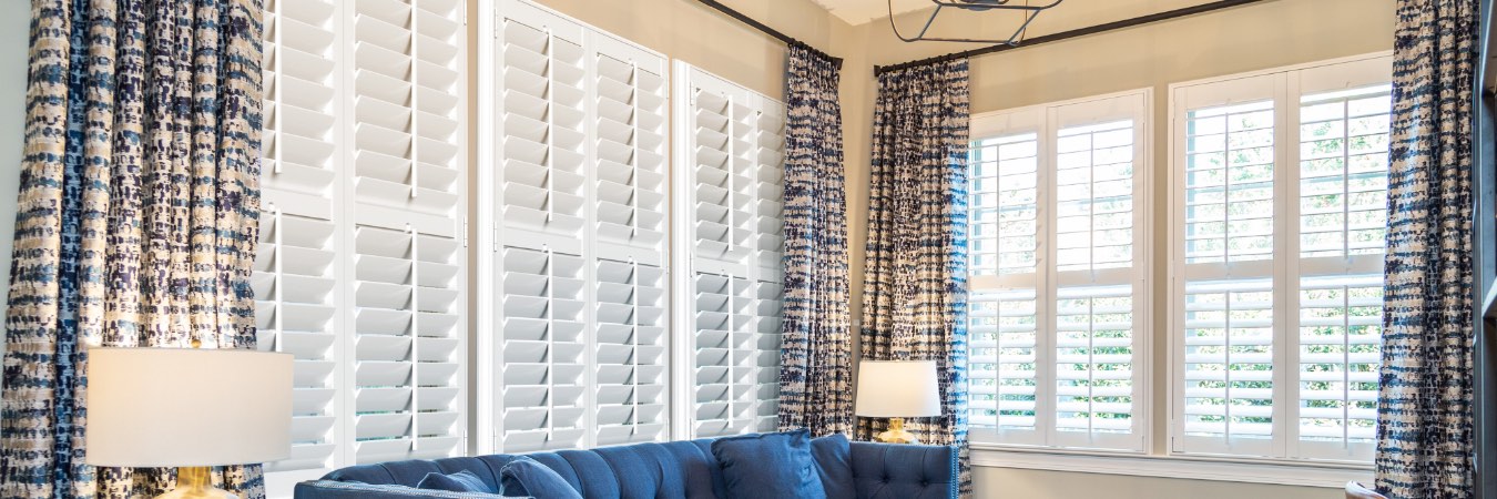 Interior shutters in Harris County family room
