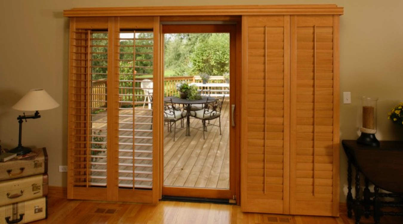 Sliding Glass Door Shutters In Houston Sunburst Shutters Houston Tx