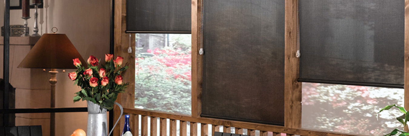 Brown shades in a dining room area