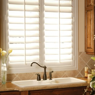 Plantation shutters in a kitchen