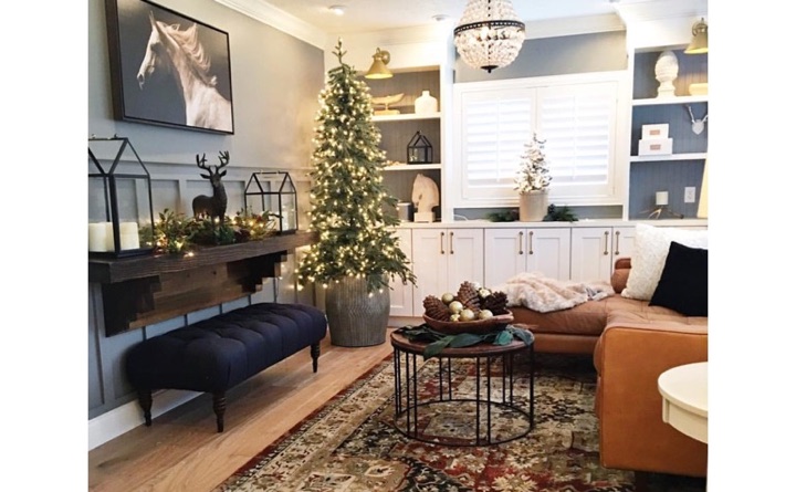 If your chairs are beginning to look a little ratty, the holidays are a wonderful time to start anew. Living room with hardwood floors and shutters.